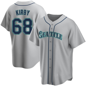 Men's Seattle Mariners George Kirby Gray Road Jersey - Replica